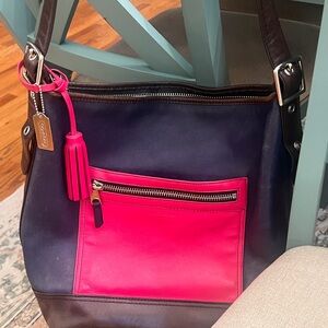 Coach Legacy colorblock pink and navy